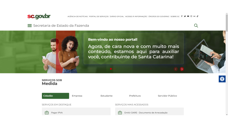 Visual moderno é uma das novidades entregues pelo CIASC ao portal da Secretaria de Estado da Fazenda